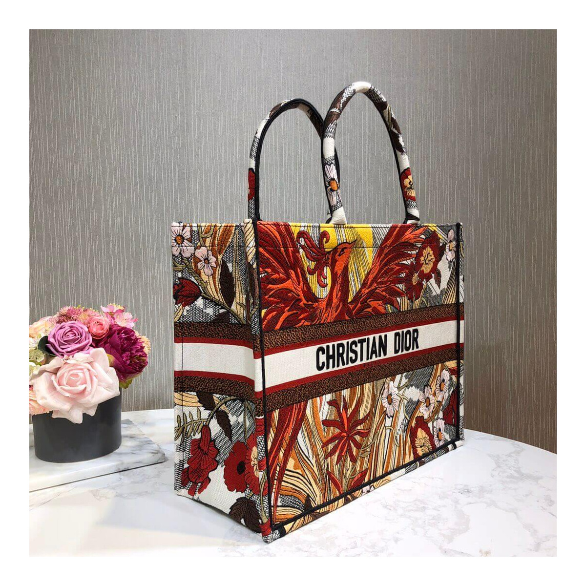 Christian Dior Book Tote Multicolor Phoenix Embroidery M1286