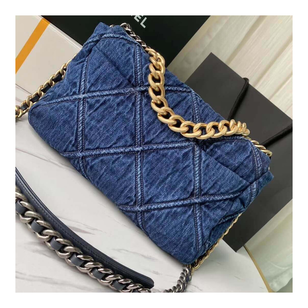 Chanel 19 Large Flap Bag AS1161 Denim