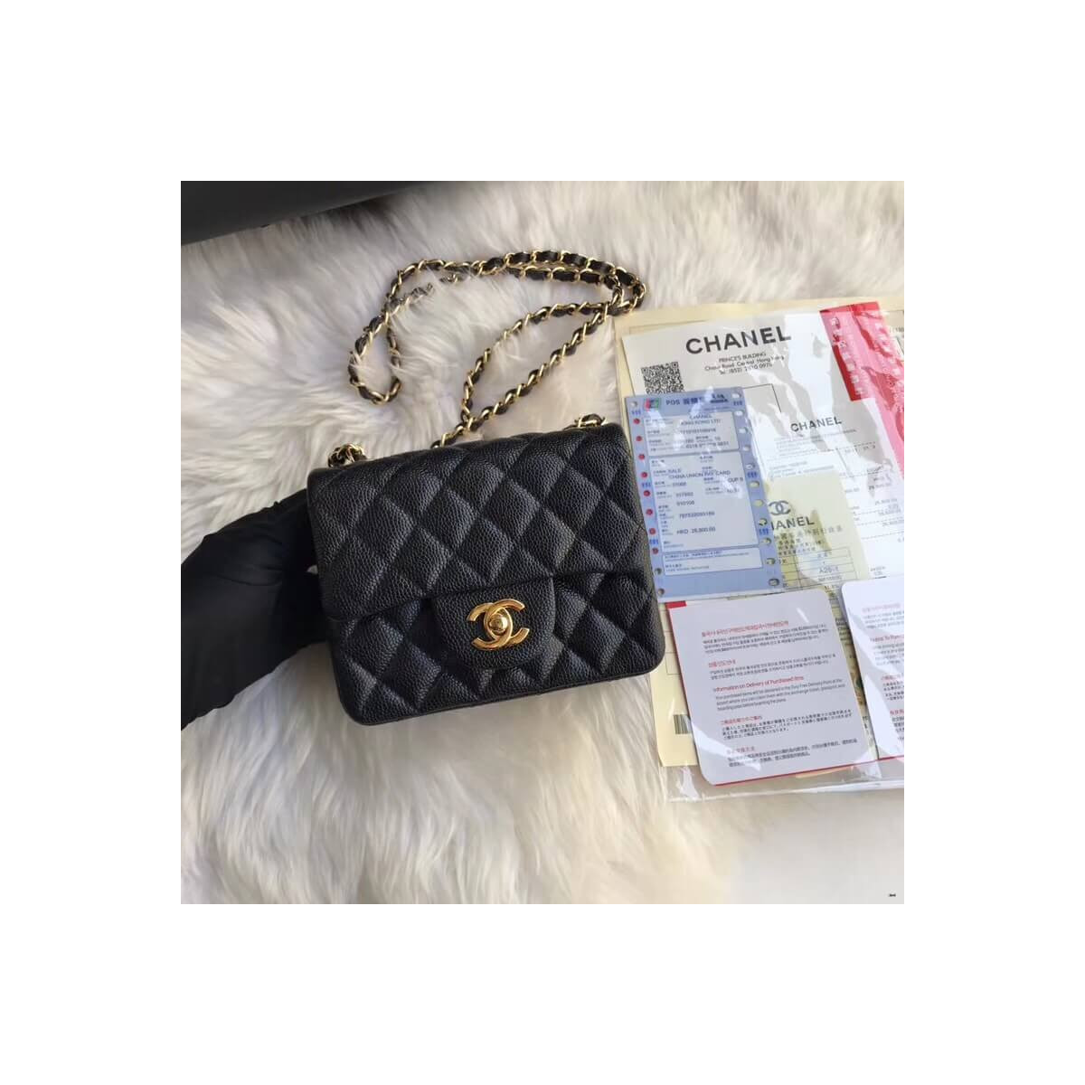 Chanel Caviar Leathe 17cm Classic Flap Bag 1115