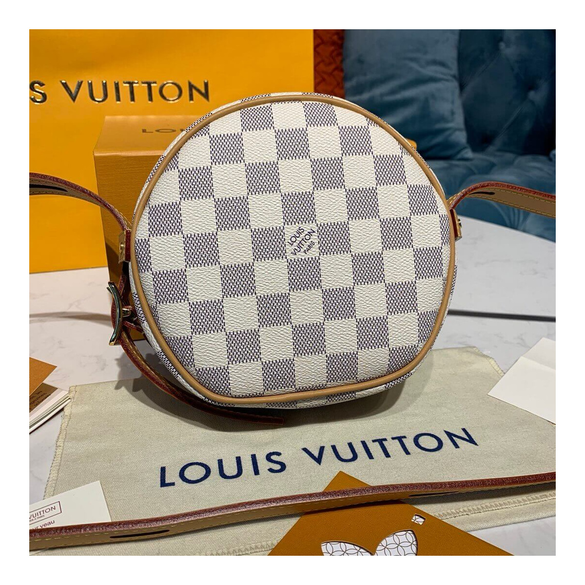 Louis Vuitton Damier Azur Boite Chapeau Souple PM N40333