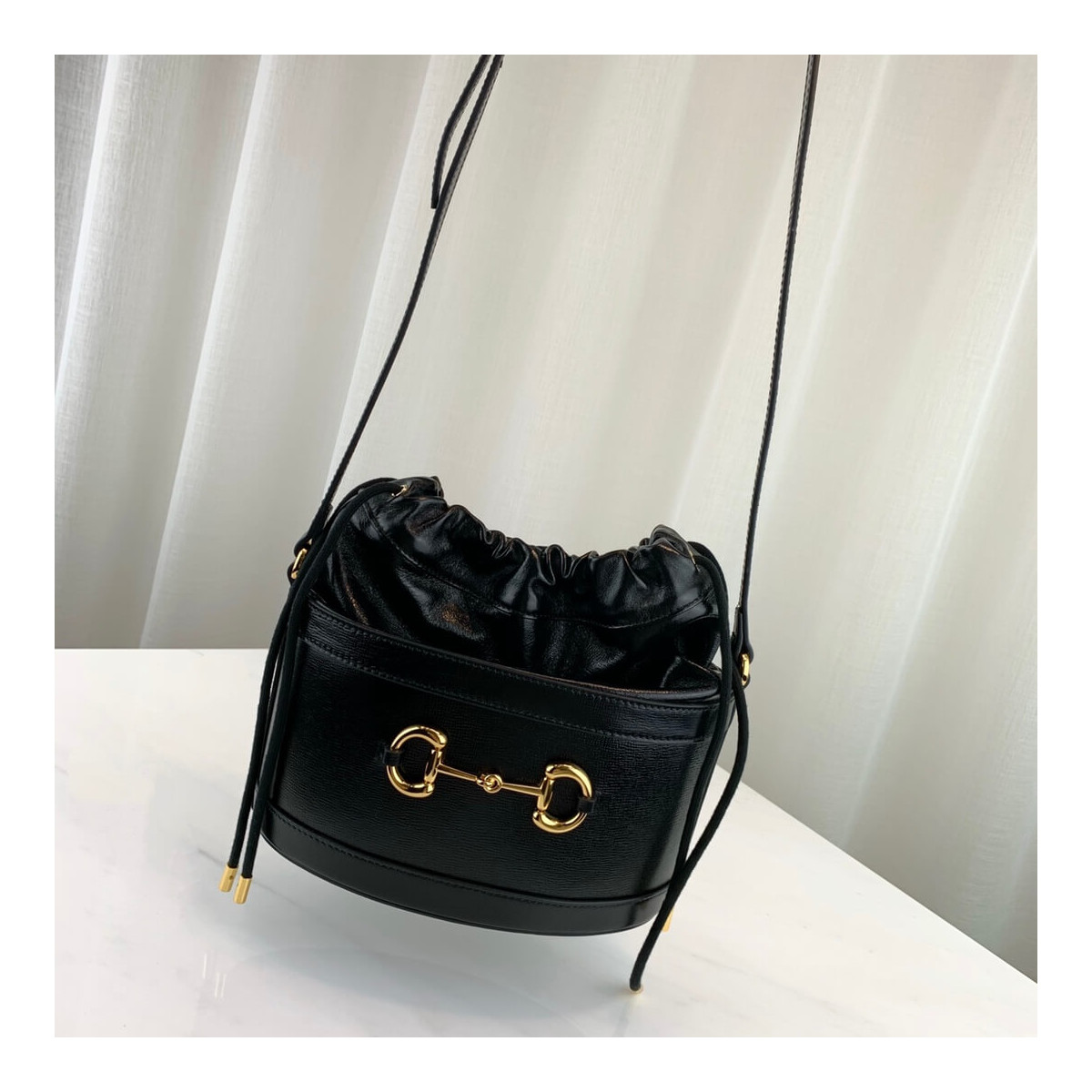 Gucci 1955 Horsebit Bucket Bag 602118 Black