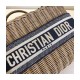 Christian Dior Wicker Basket Shoulder Bag Blue Oblique M7601