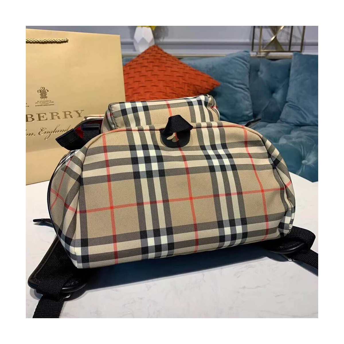 Burberry Logo Detail Vintage Check Backpack 80177361