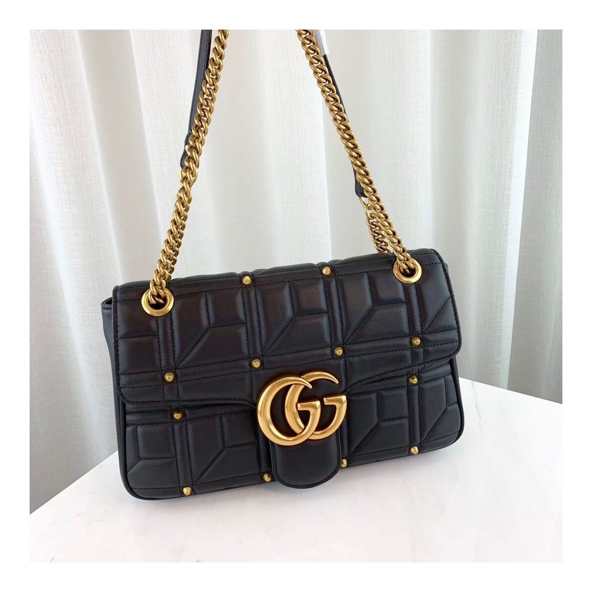 Gucci GG Marmont Matelassé Shoulder Bag With Studs 443496