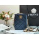 Chanel Caviar Calfskin Pearl Crush Gold Ball Phone Clutch With Chain 99098