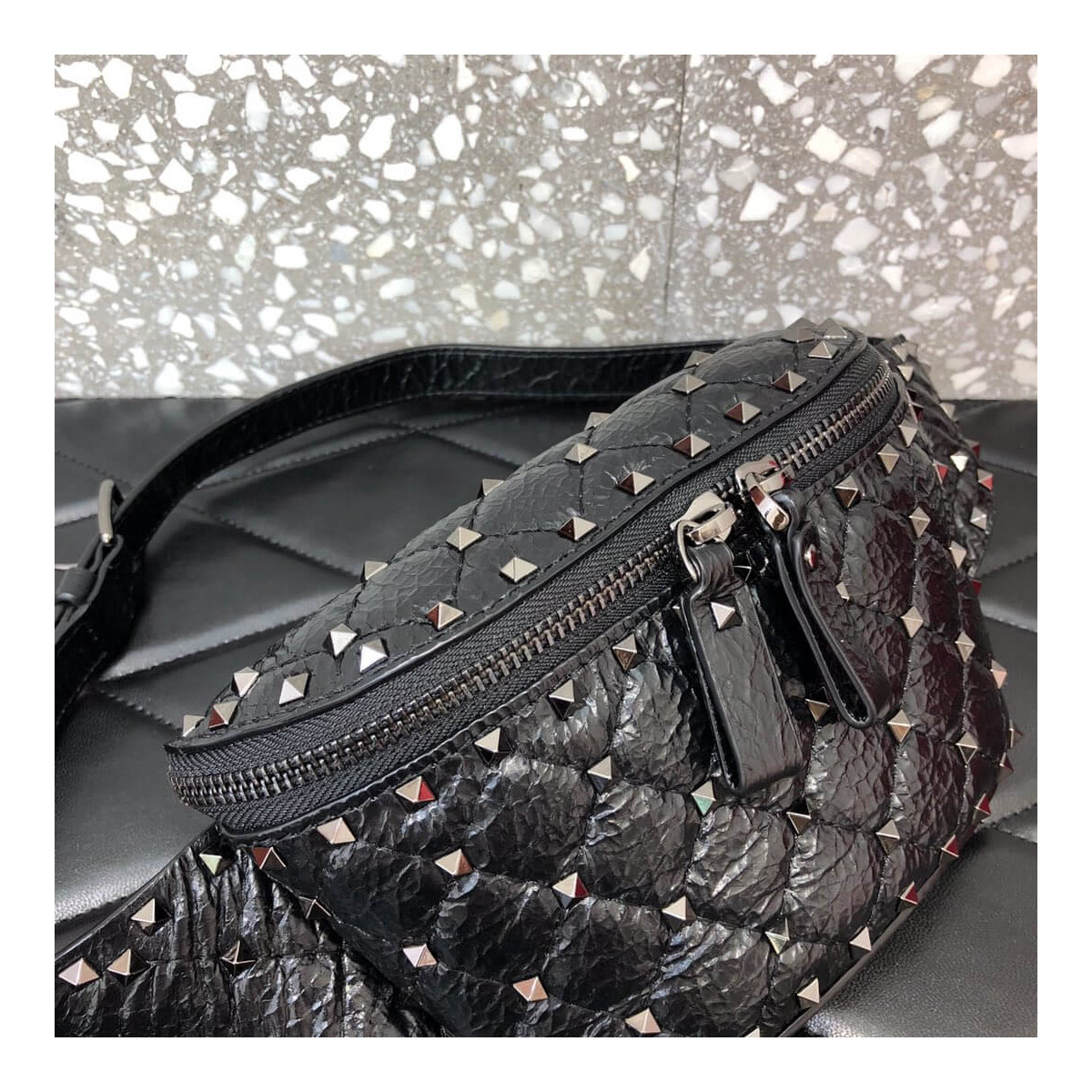 Valentino Garavani Rockstud Spike Waxy Leather Belt Bag 0620B