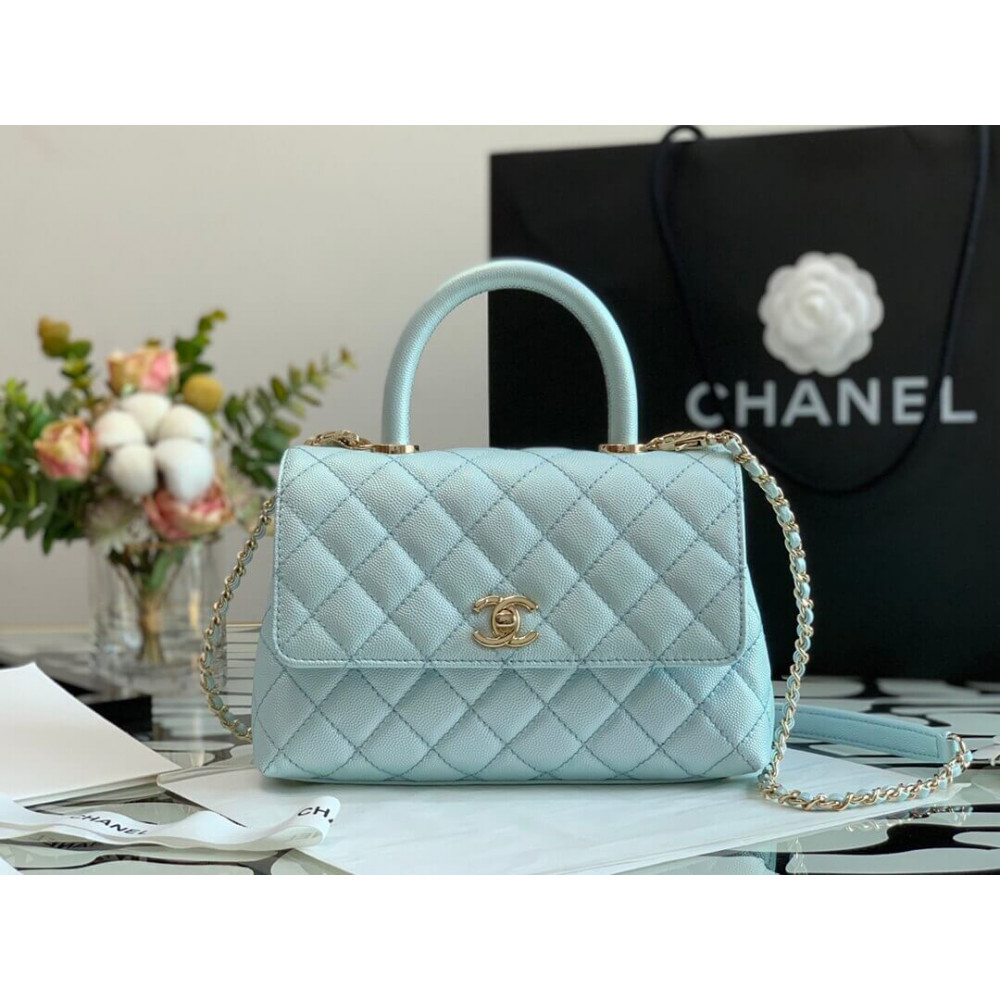 Chanel Grained Calfskin Mini Flap Bag with Top Handle 99003