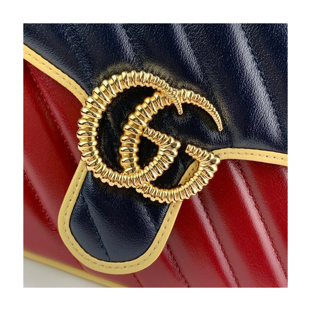 Gucci GG Marmont Mini Bag 583571 Blue and Red Leather