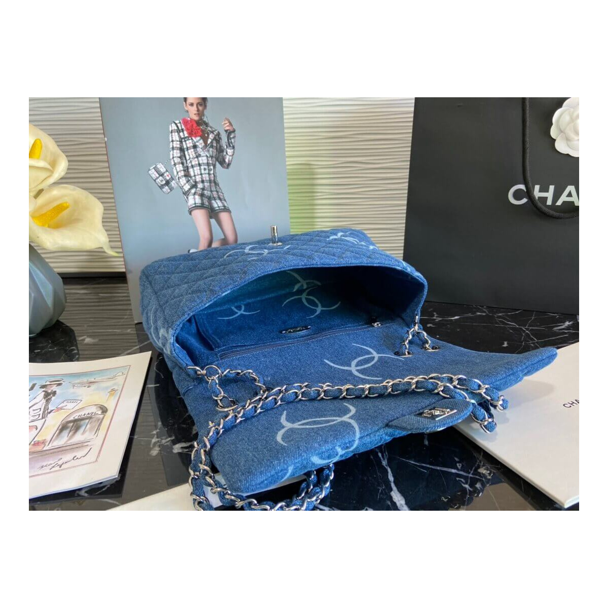 Chanel Denim Classic Flap Jumbo Large Bag AS2072