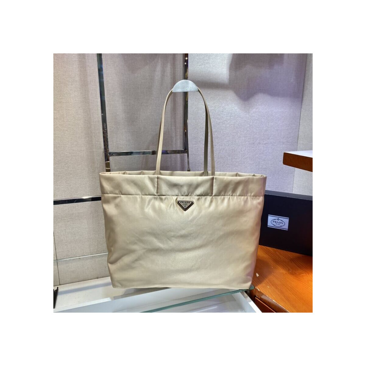 Prada Re-Nylon and Saffiano Leather Tote Bag 1BG107