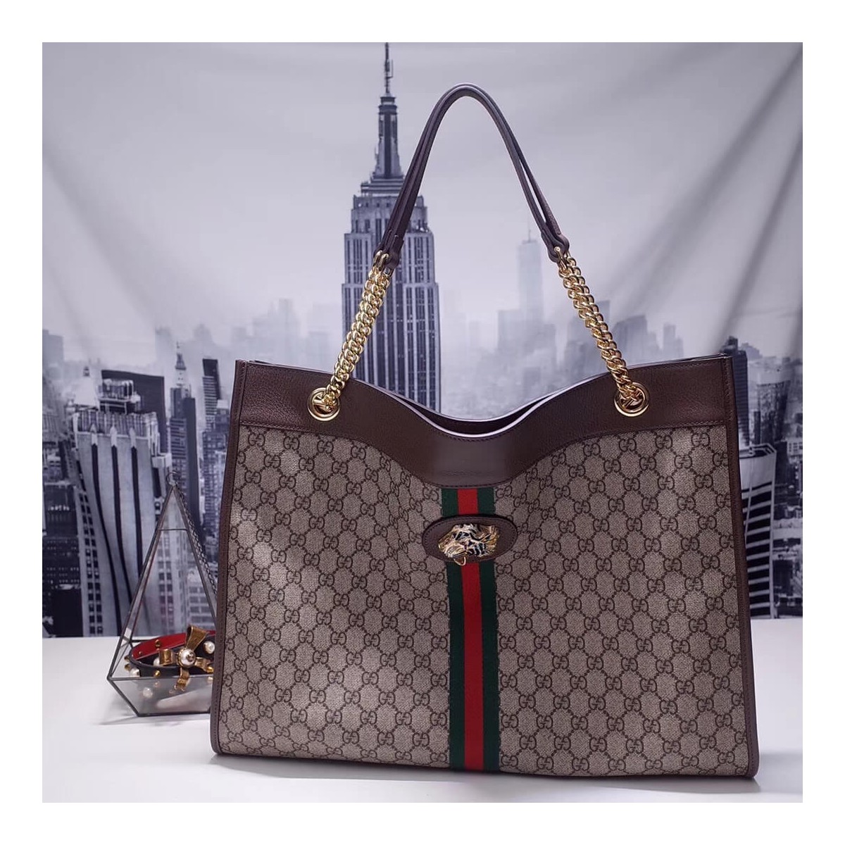 Gucci Exclusive Rajah GG Tote 537219 Coffee