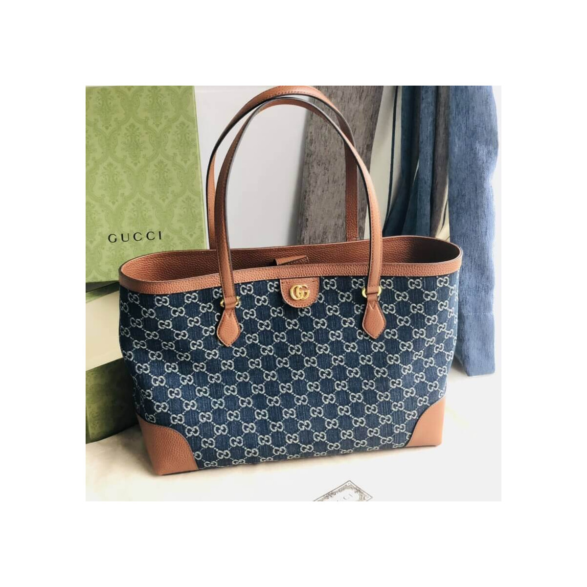 Gucci Denim Ophidia GG Medium Tote 631685