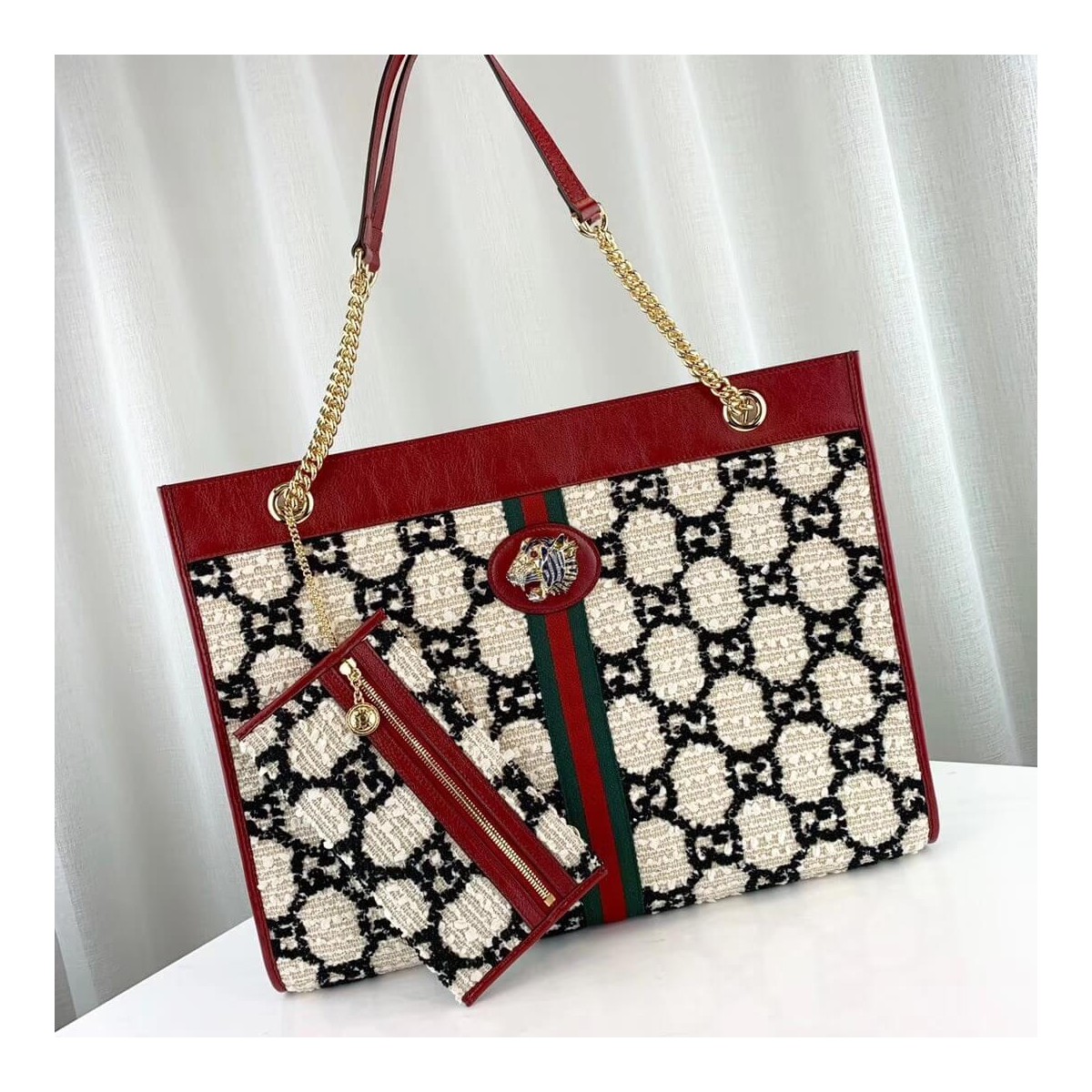 Gucci Rajah GG Tweed Large Tote 537219