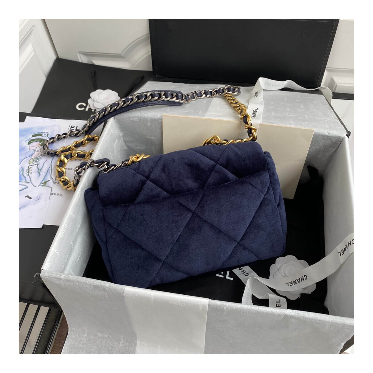 Chanel 19 Small Velvet Flap Bag AS1160