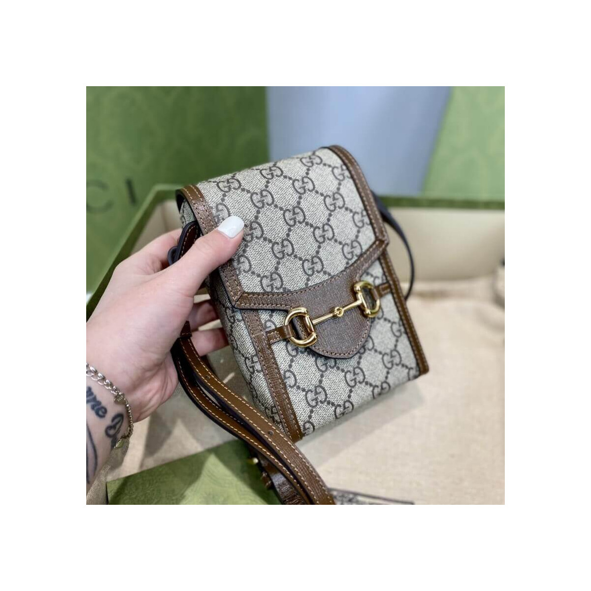 Gucci GG Supreme Horsebit 1955 Mini Bag 625615