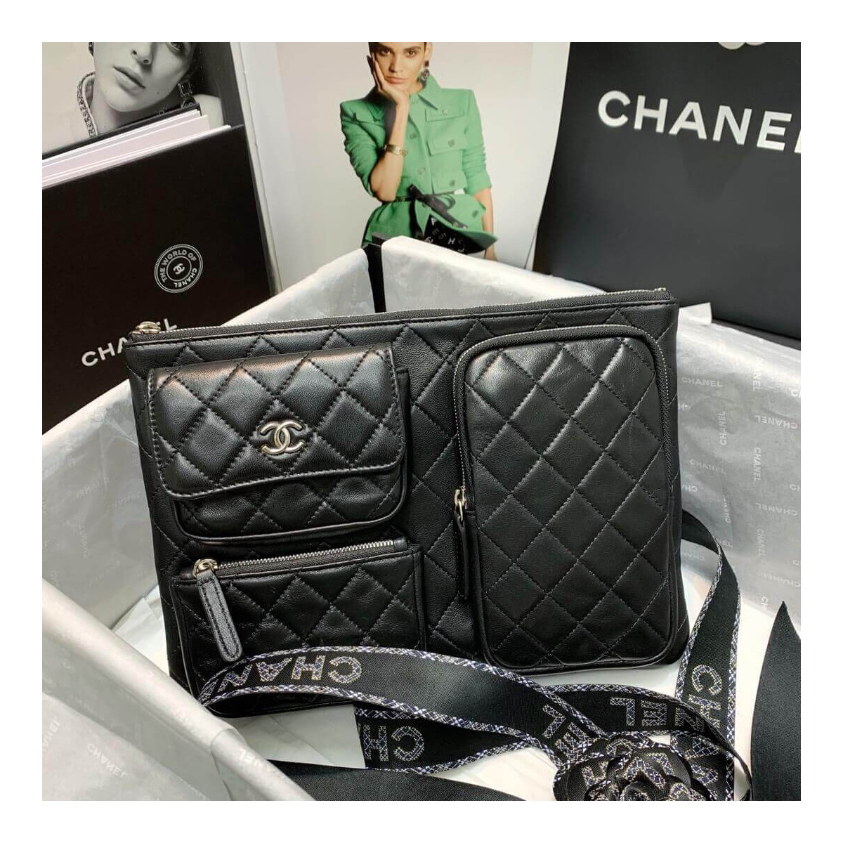 Chanel Lambskin Cases with Accessories AP1054 Black