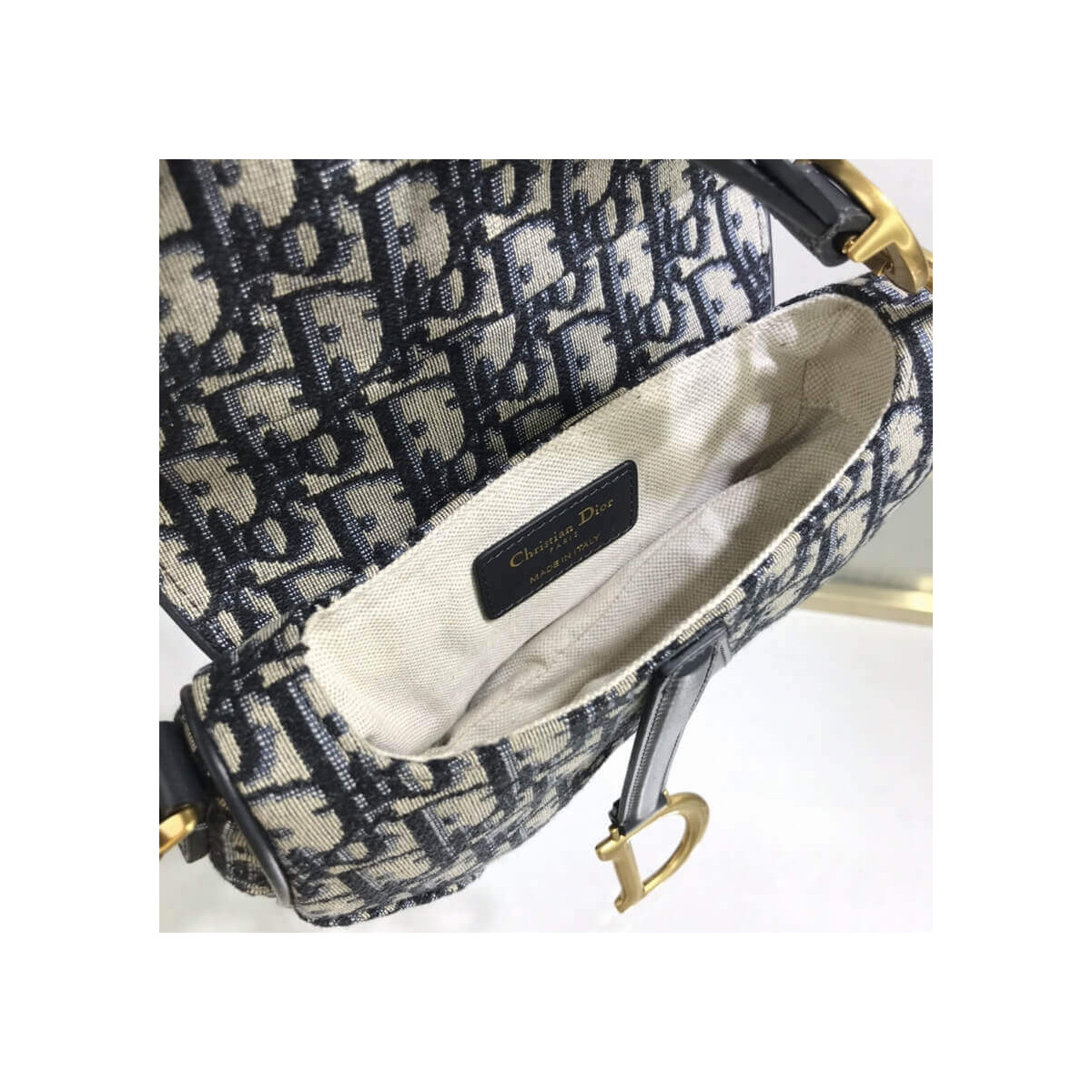 Dior Mini Saddle Bag Blue Oblique Jacquard M0447