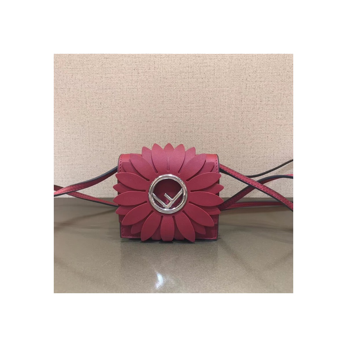 Fendi Micro Kan I Logo Gerbera Leather Shoulder Bag 8BS003