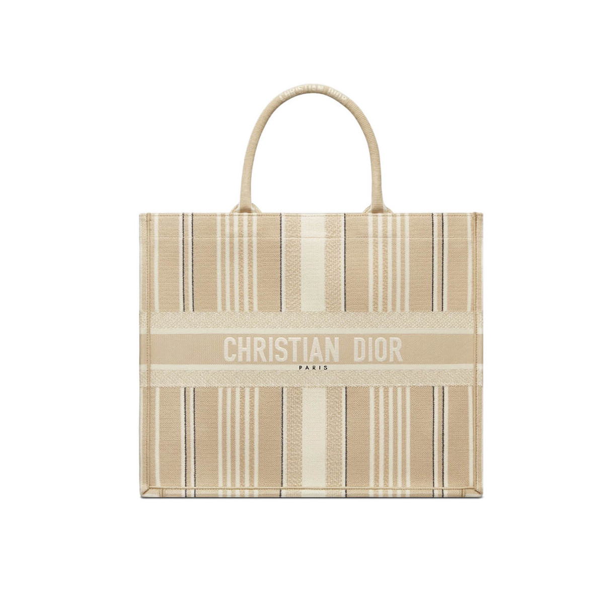 Dior Book Tote Beige Stripes Embroidery M1286