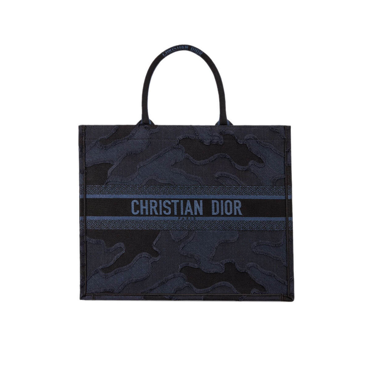 Christian Dior Book Tote Blue Camouflage Embroidery M1286