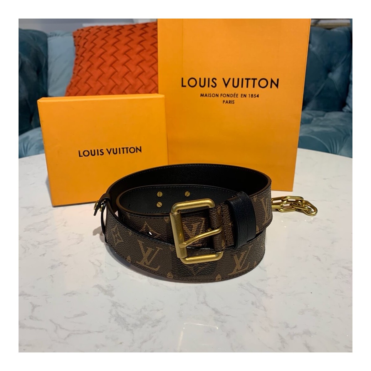 Louis Vuitton Signature Chain 35mm Belt M0180T