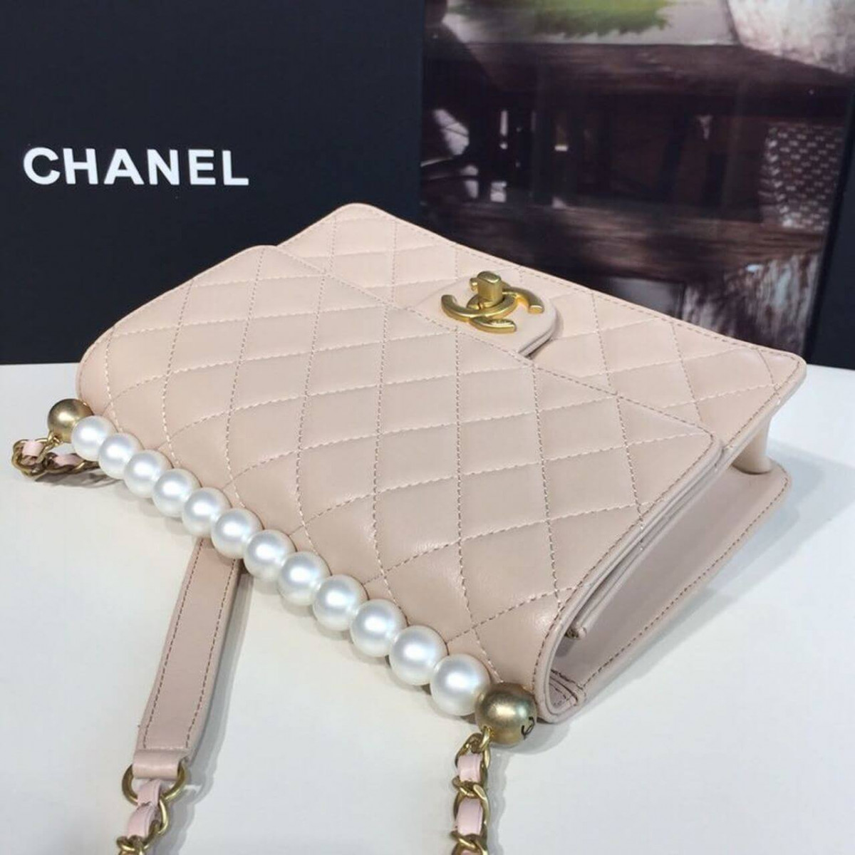 Chanel Pearl Chain Flap Bag  AS0585