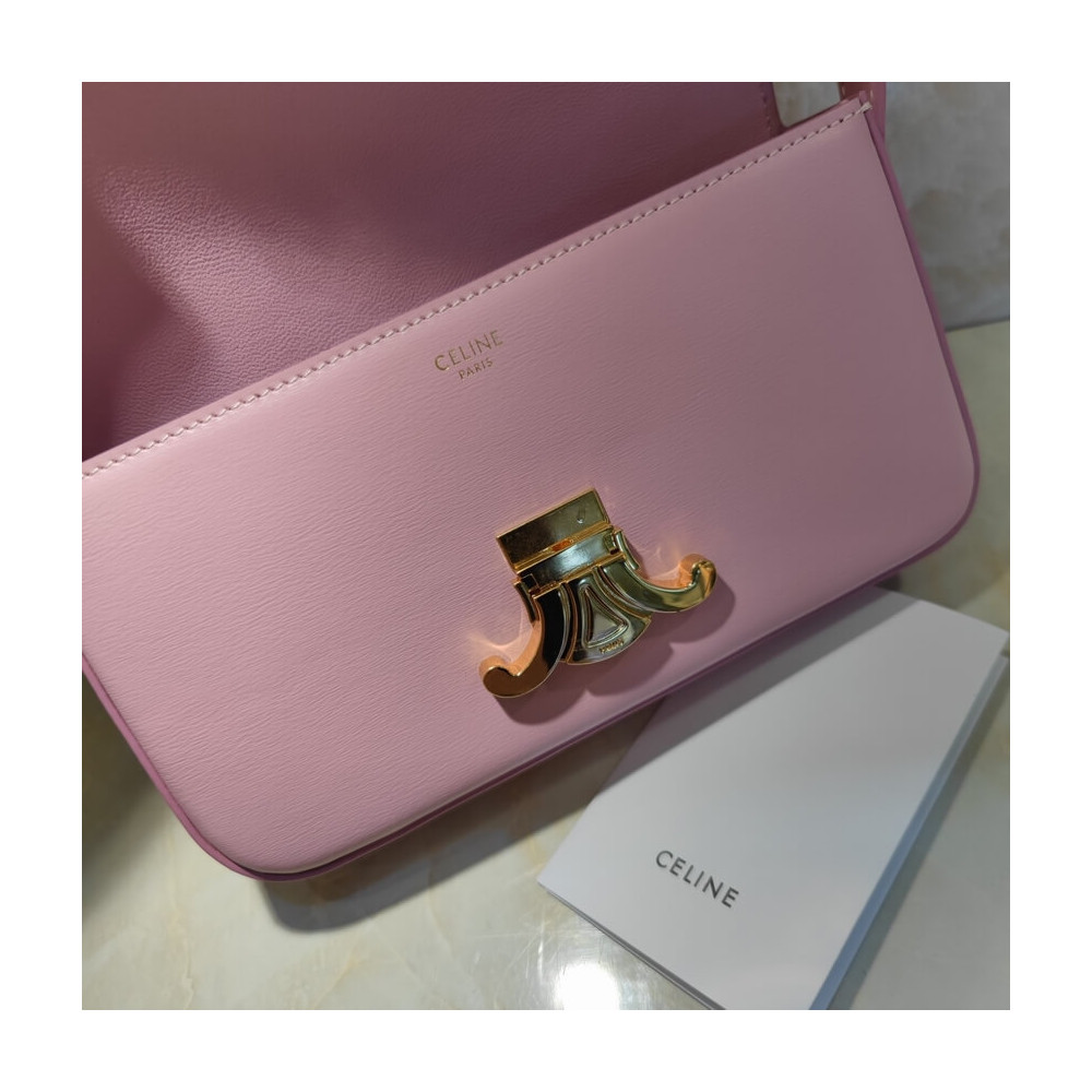 Celine Triomphe Shoulder Bag In Shiny Calfskin 194143 Lavender Grey