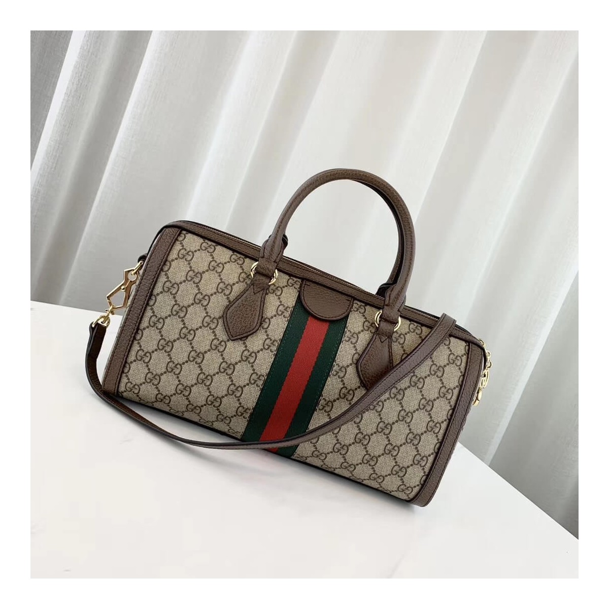 Gucci Ophidia GG Medium Top Handle Bag 524532 Coffee