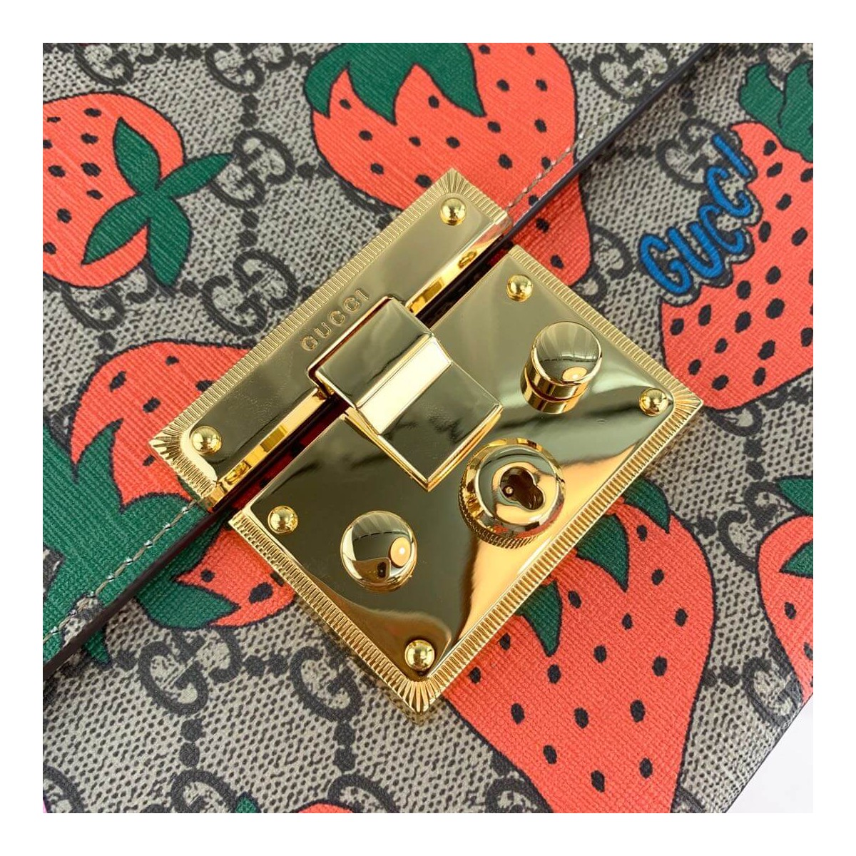 Gucci Padlock GG Strawberry Medium Shoulder Bag 409486