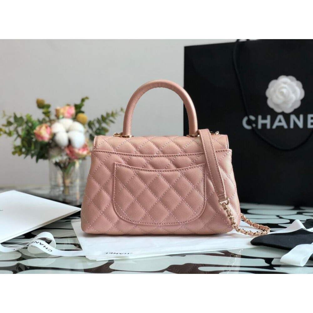 Chanel Grained Calfskin Mini Flap Bag with Top Handle 99003