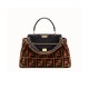 Fendi Peekaboo Iconic Medium Brown Sheepskin Bag 8BN290