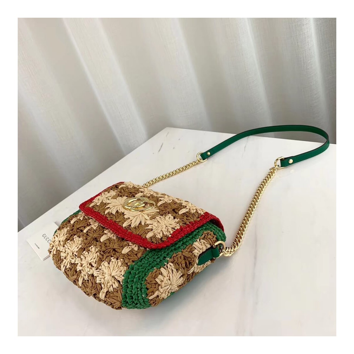 Gucci GG Marmont Raffia Small Shoulder Bag 574433