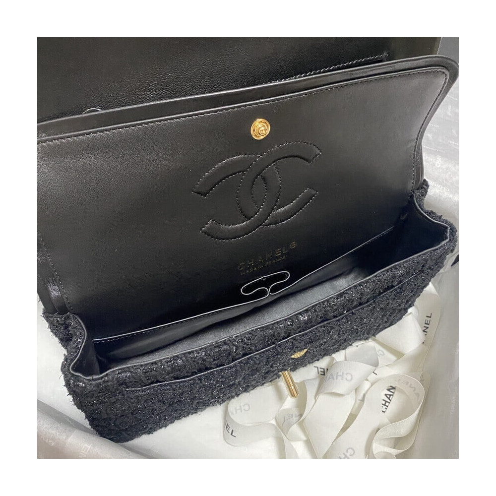 Chanel  Classic Flap Bag in Black Tweed 1112