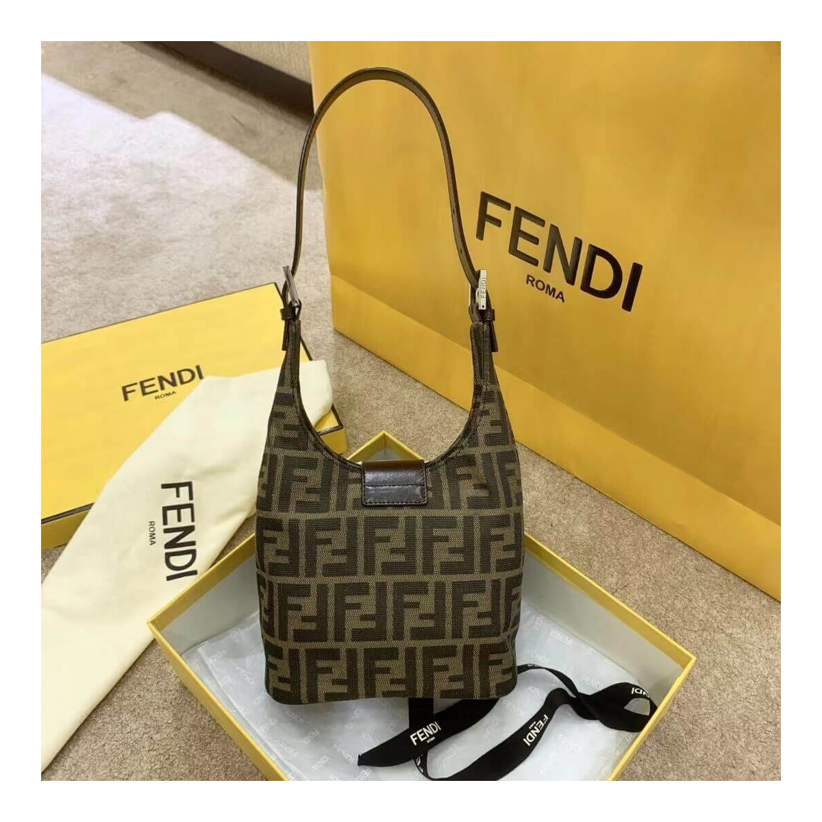 Fendi Vintage Zucca Shoulder Bag H015