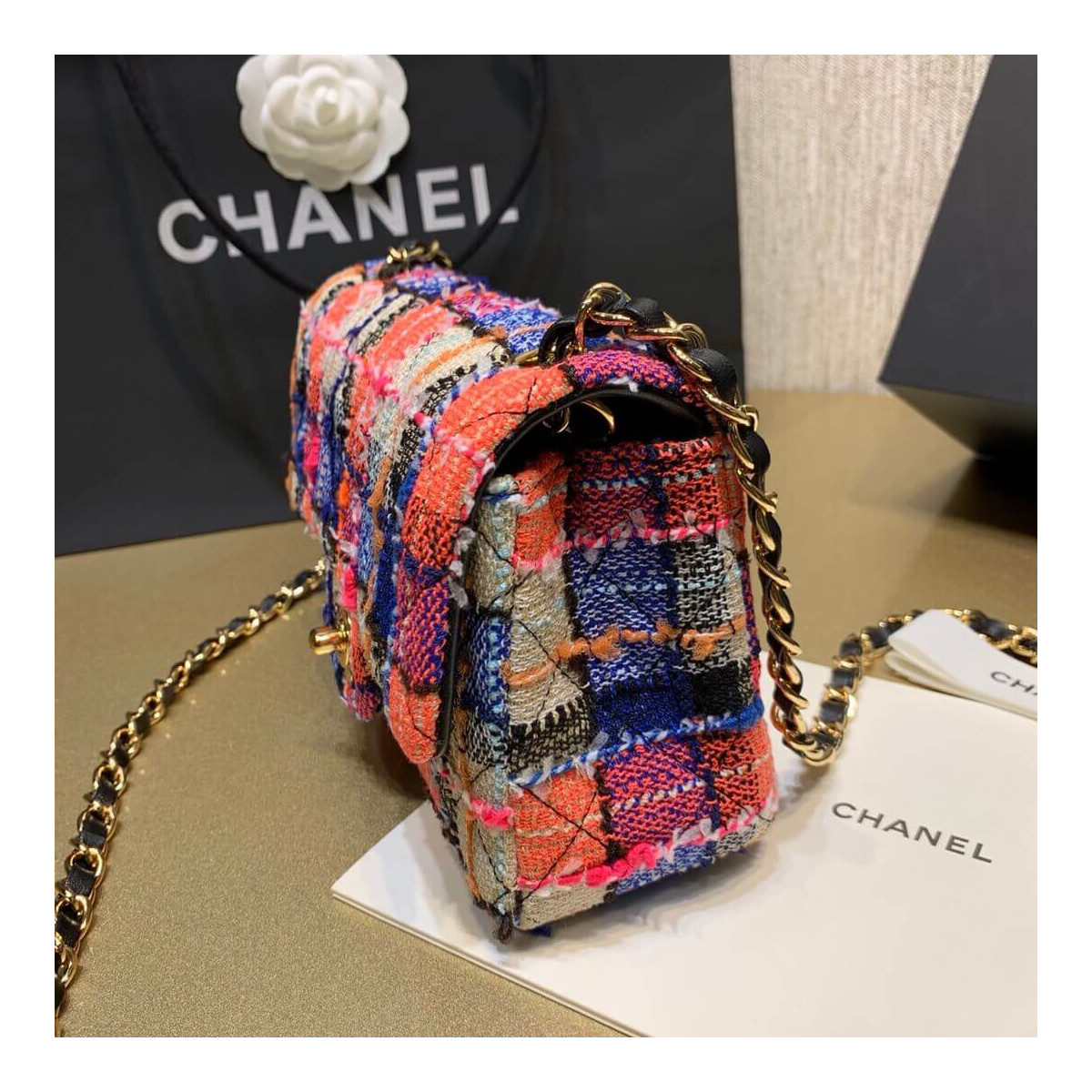 Chanel Tweed 20cm Classic Flap Bag A01116 Multicolor