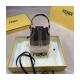 Fendi Brown Mon Tresor Mini Canvas &amp; Raffia Bucket Bag 2028