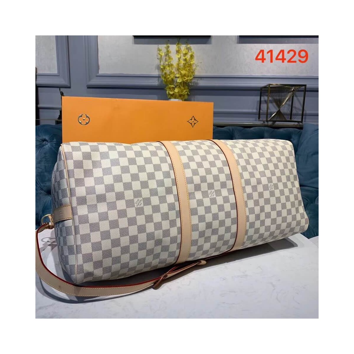 Louis Vuitton Damier Azur Keepall Bandouliere 55 N41429