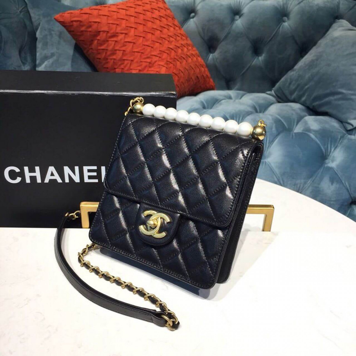 Chanel Small Pearl Chain Flap Bag AS0584