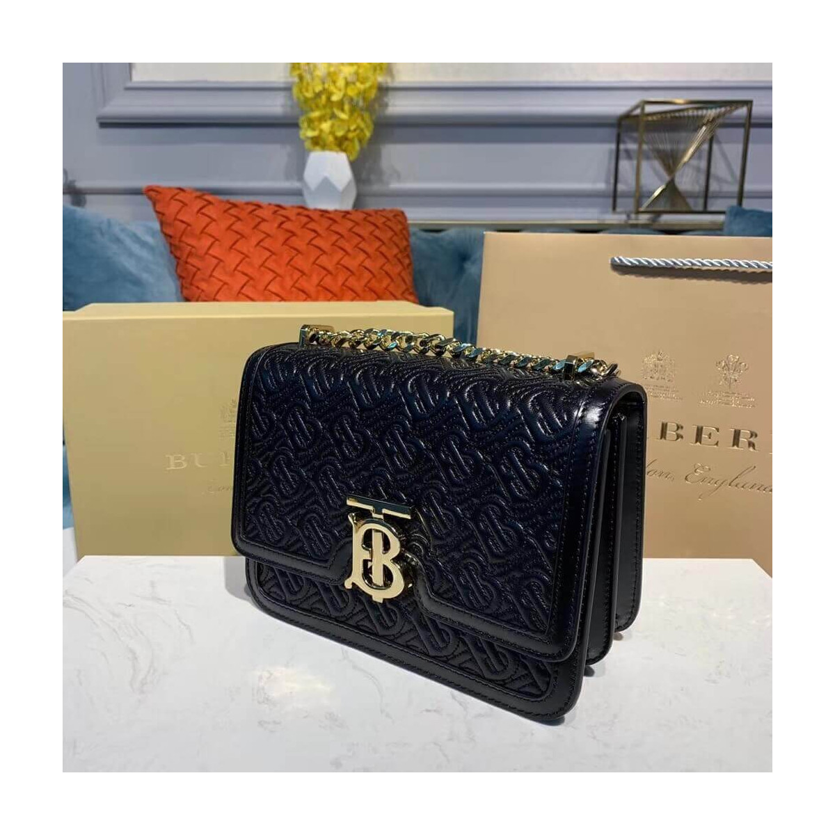 Burberry Small Quilted Monogram Lambskin TB Bag 80149211