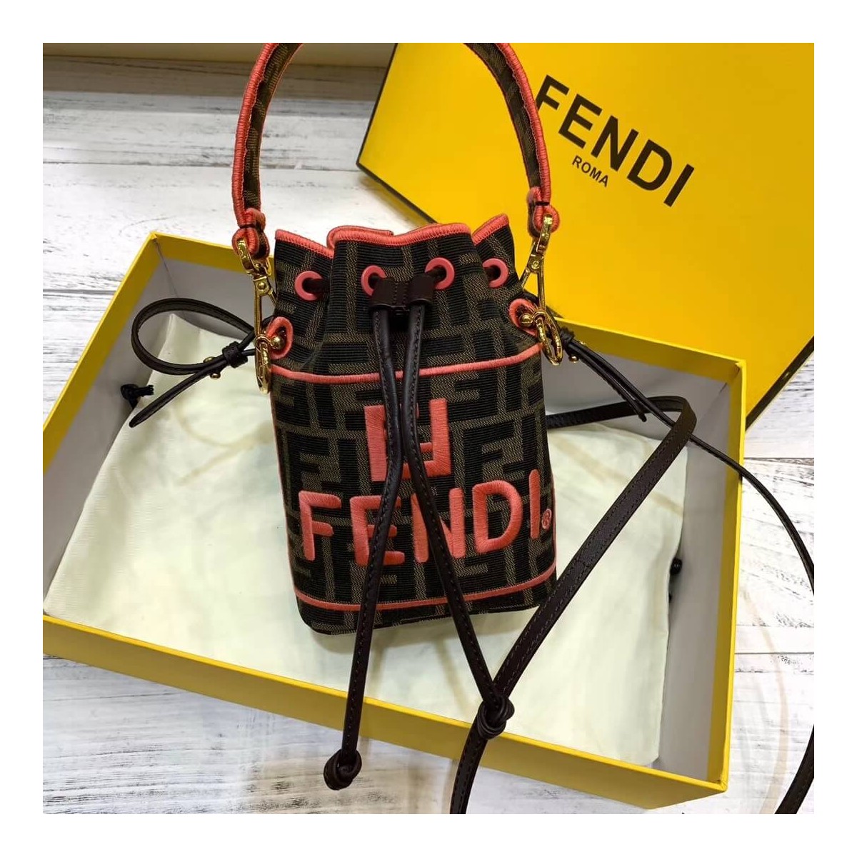 Fendi Mon Tresor Roma Amor Fabric Mini Bag 8BS010