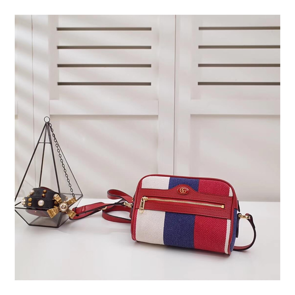 Gucci Ophidia Sylvie Stripe Canvas Mini Bag 517350