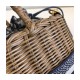 Christian Dior Wicker Basket Shoulder Bag Blue Oblique M7601