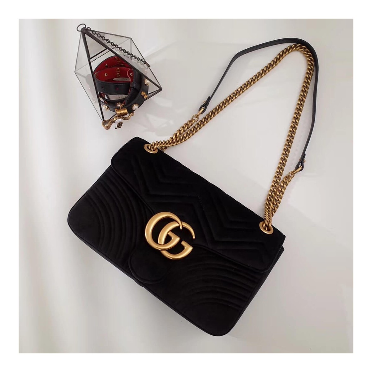 Gucci GG Marmont Medium Velvet Shoulder Bag 443496