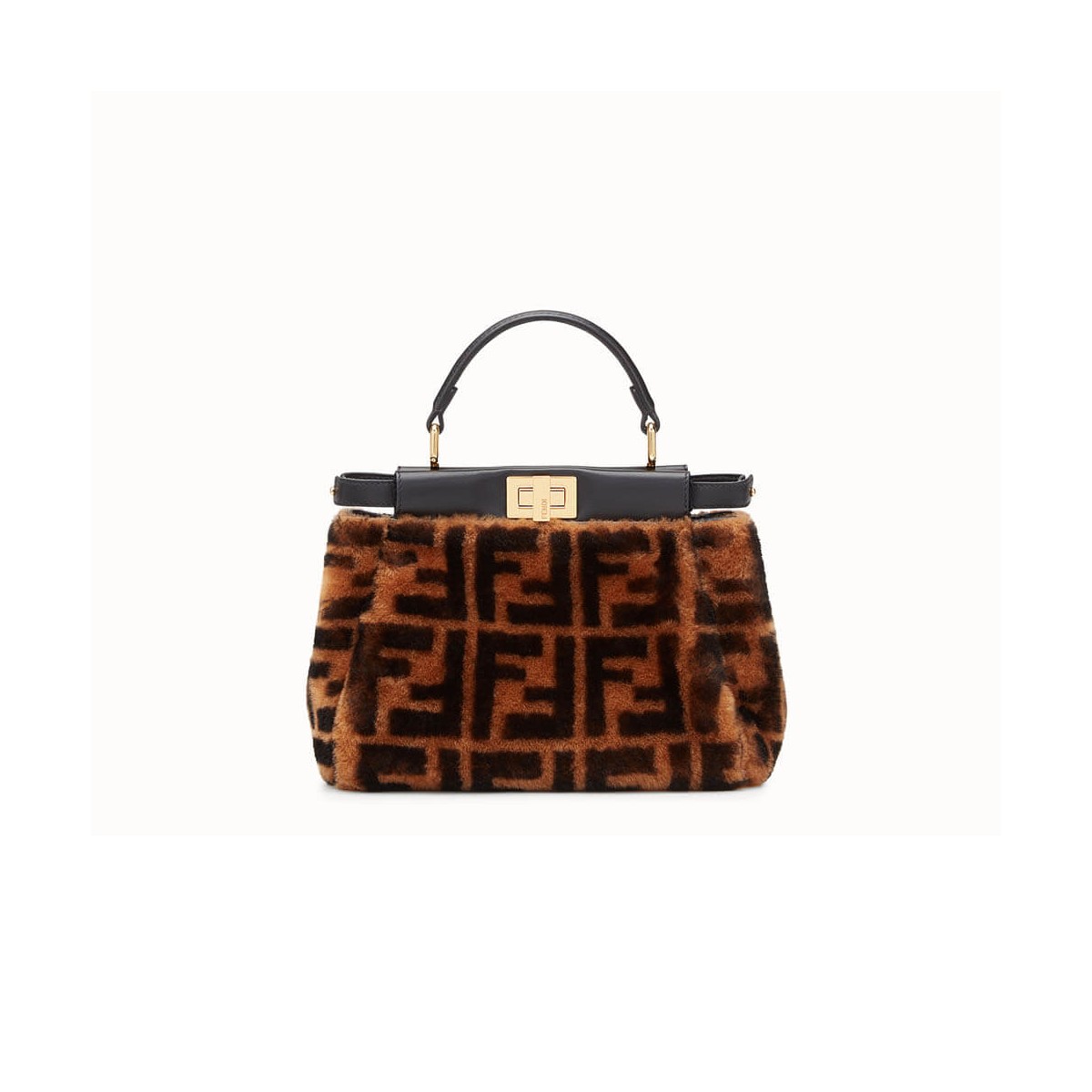 Fendi Peekaboo Iconic Mini Brown Sheepskin Bag 8BN244