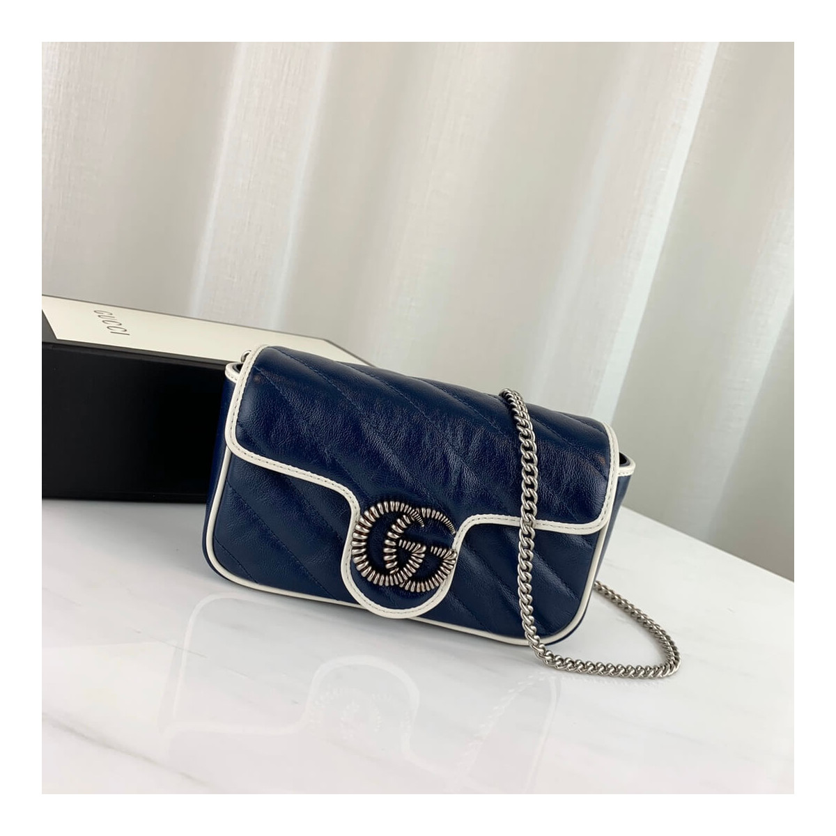 Gucci GG Marmont Super Mini Bag 574969 Blue