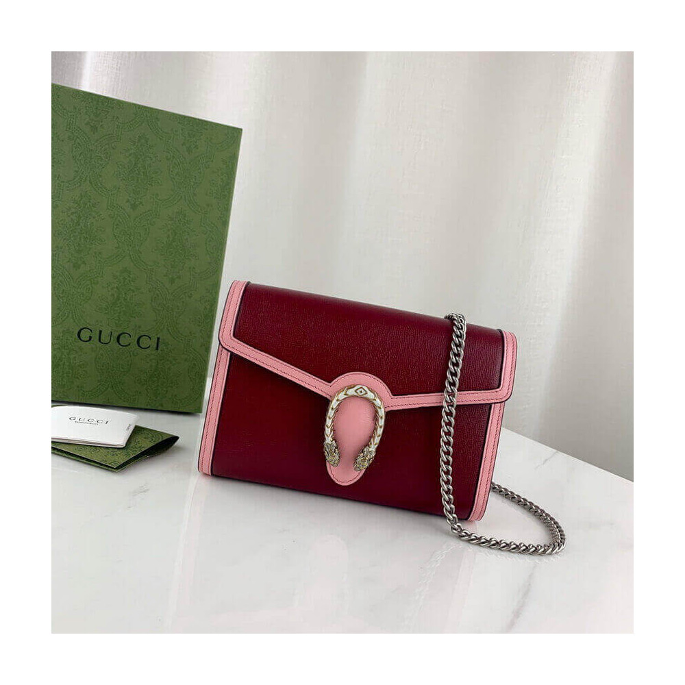 Gucci Dionysus Mini Chain Bag in Red and Pink Leather 401231