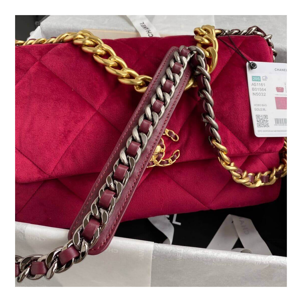 Chanel 19 Large Velvet Flap Bag AS1161