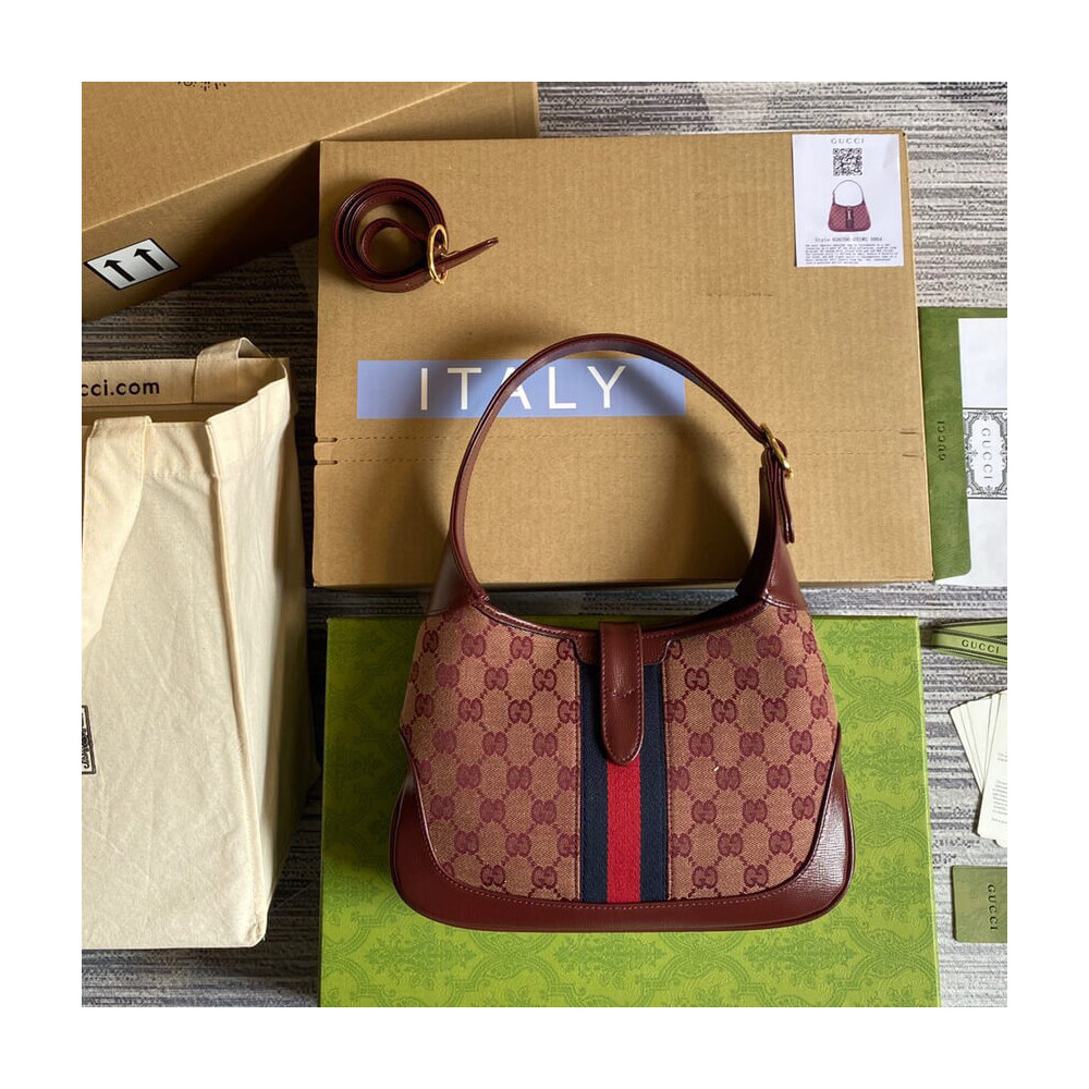 Gucci Jackie 1961 Small Shoulder Bag 636706 in Burgundy GG Canvas