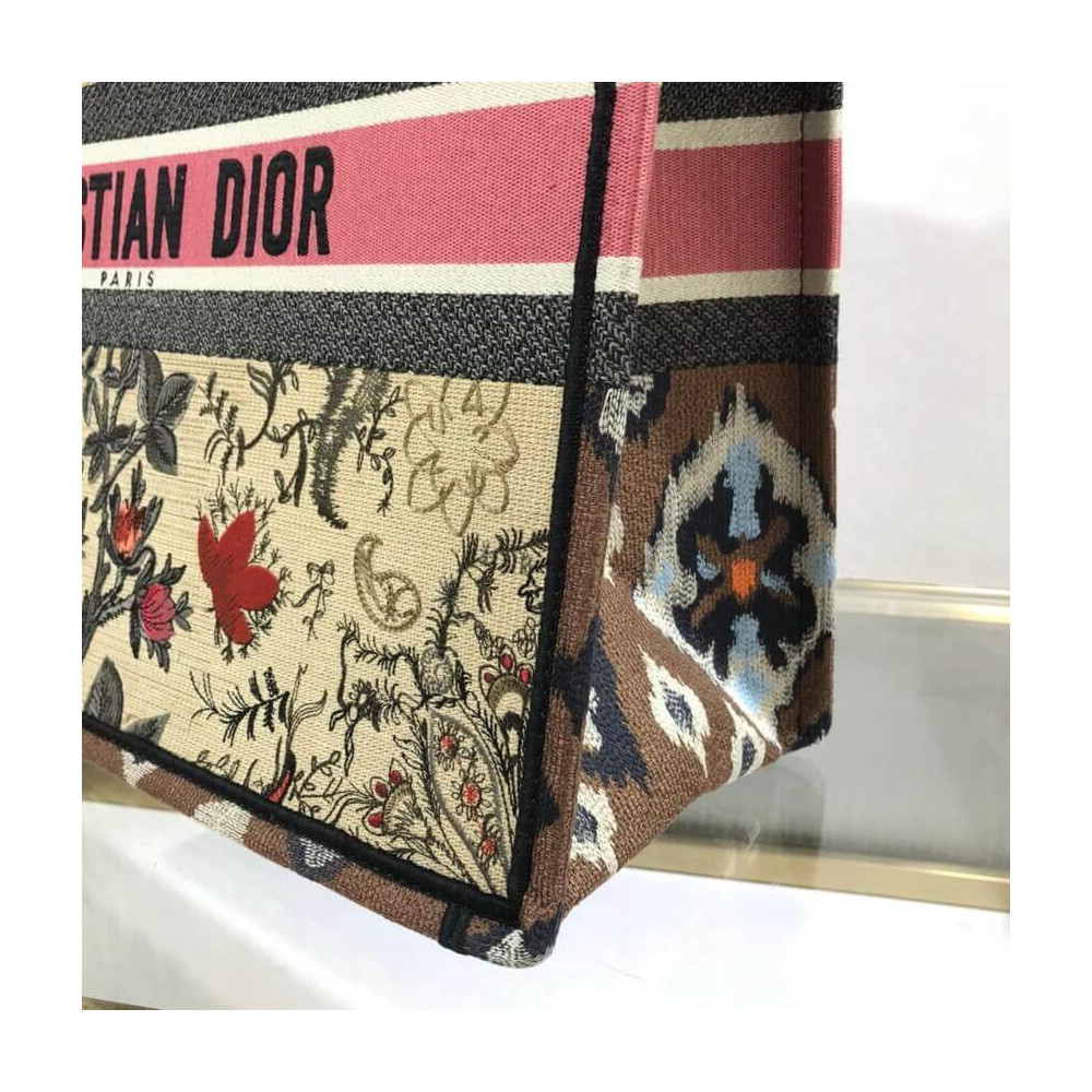 Christian Dior Book Tote Broderie Flowers Multicolore M1286