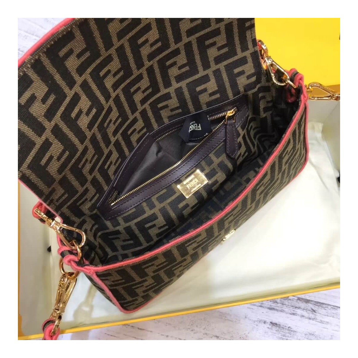 Fendi Roma Amor Fabric Baguette Bag 8BR600